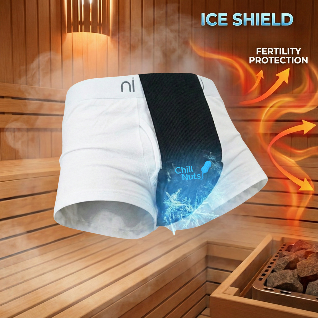 An underwear with an icepack for the testicles installed (all removable)
